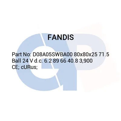 FANDIS D08A05SWBA00 80x80x25 71.5 Ball 24 V d.c. 6.2 89 66 40.8 3,900 CE; cURus;